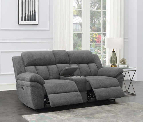 Bahrain - Upholstered Power Loveseat - Charcoal