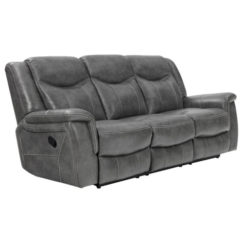 Conrad - 2 Piece Upholstered Padded Arm Motion Sofa Set - Gray