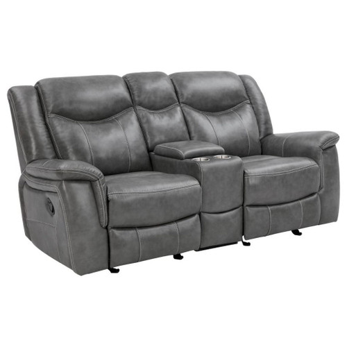 Conrad - 3 Piece Upholstered Padded Arm Motion Sofa Set - Gray