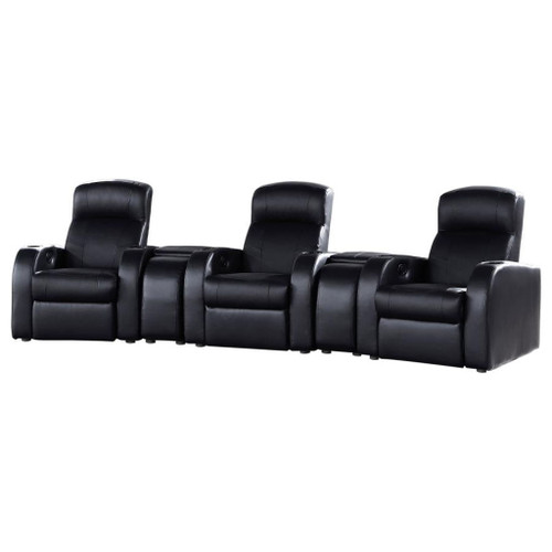 Cyrus - 5 Piece Upholstered Home Theater Seating, 3 Seats - Black