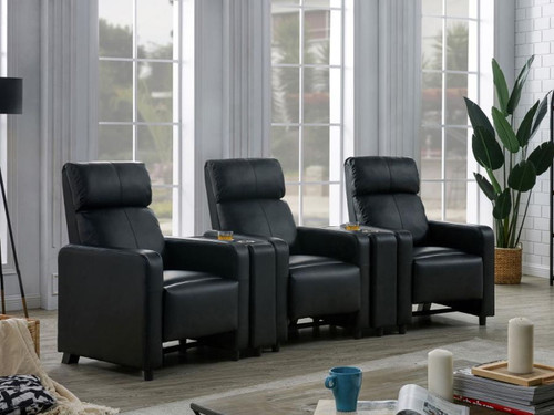 Toohey - 5 Piece Upholstered Tufted Recliner Living Room Set - Black