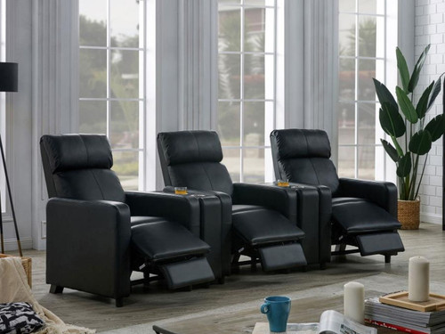 Toohey - 5 Piece Upholstered Tufted Recliner Living Room Set - Black