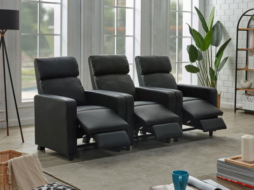 Toohey - 3 Piece Upholstered Tufted Recliner Living Room Set - Black