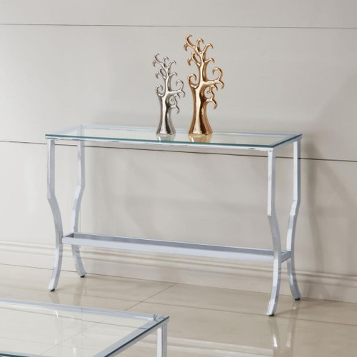 Saide - Rectangular Glass Top Entryway Console Table - Chrome