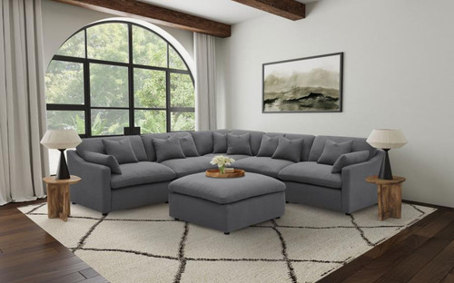 Hobson - 6 Piece Upholstered Modular Sectional Sofa - Charcoal