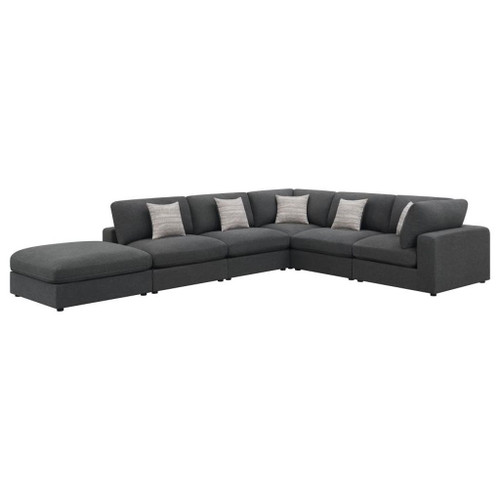 Serene - 6 Piece Upholstered Modular Sectional Sofa - Charcoal