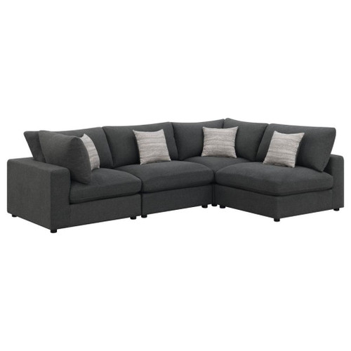 Serene - Upholstered 4 Piece Modular Sectional Sofa - Charcoal