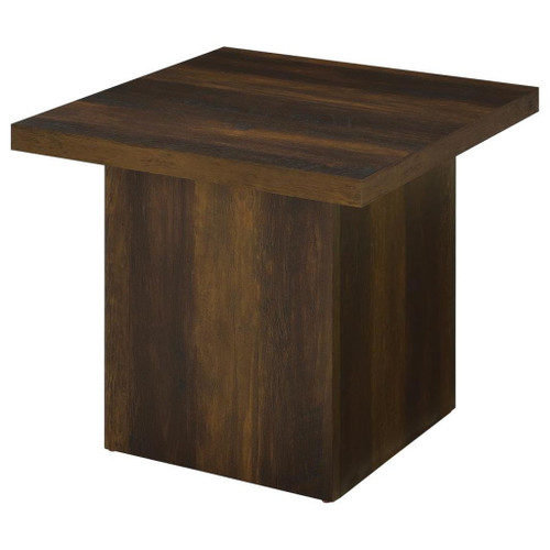 Devar - Square Engineered Wood Side End Table - Dark Pine