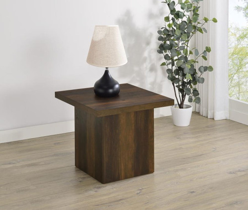 Devar - Square Engineered Wood Side End Table - Dark Pine