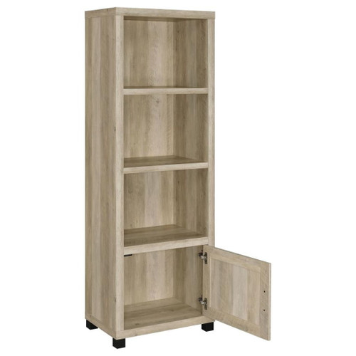 Sachin - 3-Shelf Engineered Wood Media Tower - Distressed Pine