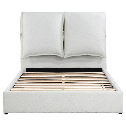 Gwendoline - Upholstered Queen Platform Bed With Pillow Headboard - White