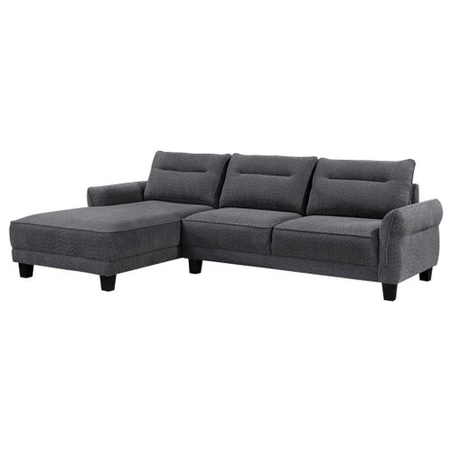 Caspian - Upholstered Curved Arm Chaise Sectional Sofa - Gray