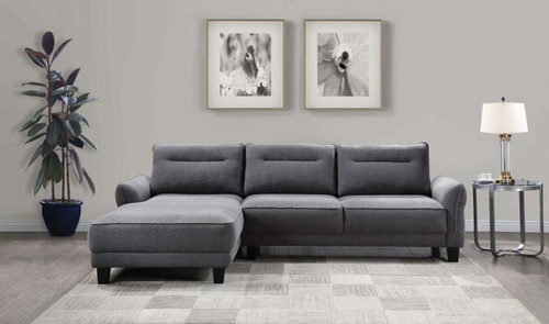Caspian - Upholstered Curved Arm Chaise Sectional Sofa - Gray