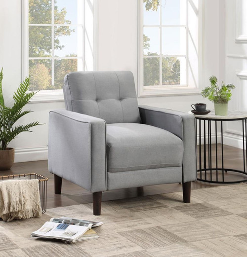 Bowen - Upholstered Track Arm Tufted Accent Chair - Gray