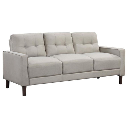 Bowen - 2 Piece Upholstered Track Arm Tufted Sofa Set - Beige