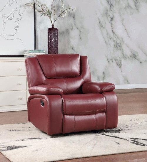 Camila - Upholstered Glider Recliner Chair - Red