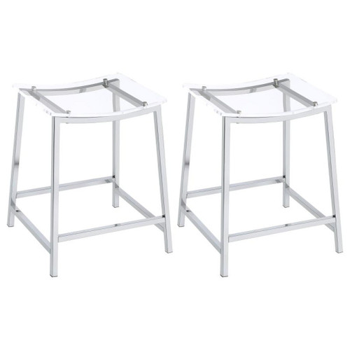 Jovani - Acrylic Backless Counter Stool (Set of 2) - Chrome