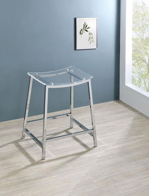 Jovani - Acrylic Backless Counter Stool (Set of 2) - Chrome