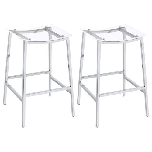 Jovani - Acrylic Backless Bar Stool (Set of 2) - Chrome