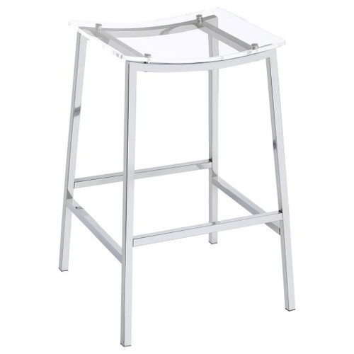 Jovani - Acrylic Backless Bar Stool (Set of 2) - Chrome
