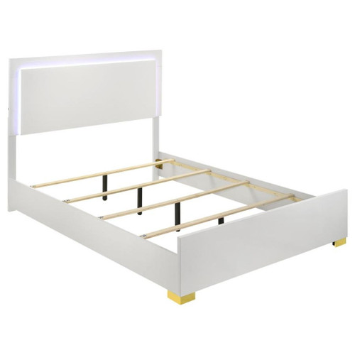 Marceline - Wood Eastern King LED Panel Bed - White