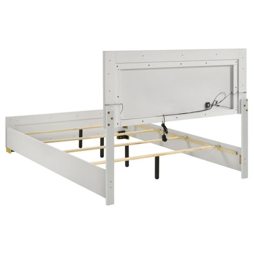 Marceline - Wood Full LED Panel Bed - White