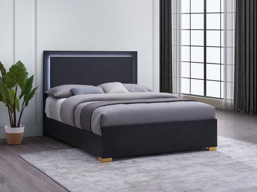 Marceline - Wood Full LED Panel Bed - Black