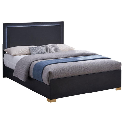 Marceline - Wood Full LED Panel Bed - Black