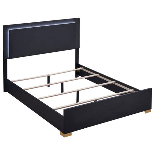 Marceline - Wood Eastern King LED Panel Bed - Black