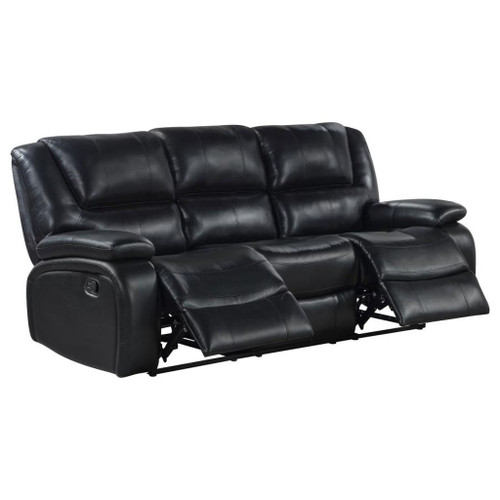 Camila - Upholstered Motion Reclining Sofa - Black