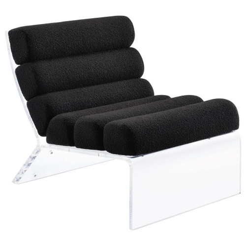 Serreta - Boucle Upholstered Armless Acrylic Chair - Black