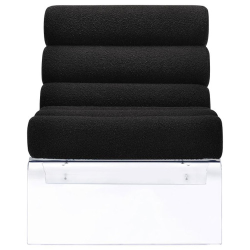 Serreta - Boucle Upholstered Armless Acrylic Chair - Black