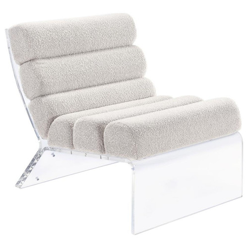 Serreta - Boucle Upholstered Armless Acrylic Chair - Ivory