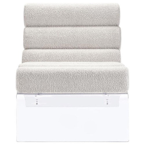 Serreta - Boucle Upholstered Armless Acrylic Chair - Ivory