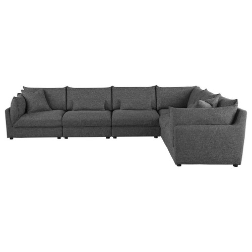 Sasha - 6 Piece Upholstered Modular Sectional - Barely Black