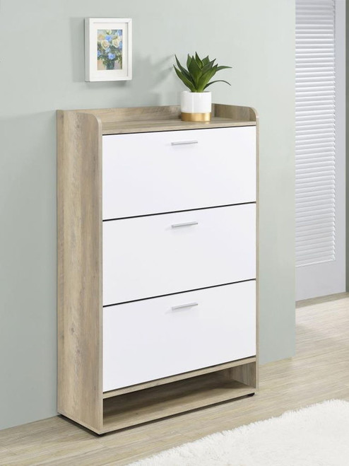 Denia - 3-Tier Engineered Wood Shoe Cabinet - White