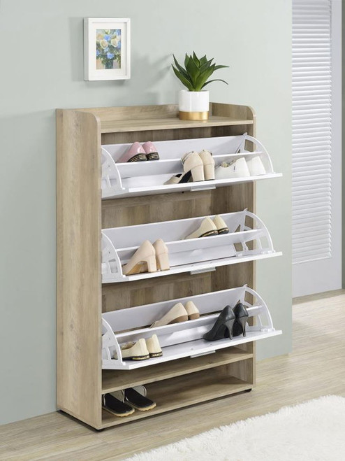 Denia - 3-Tier Engineered Wood Shoe Cabinet - White