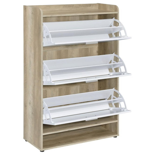Denia - 3-Tier Engineered Wood Shoe Cabinet - White