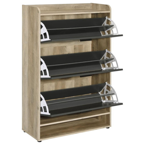Denia - 3-Tier Engineered Wood Shoe Cabinet - Gray