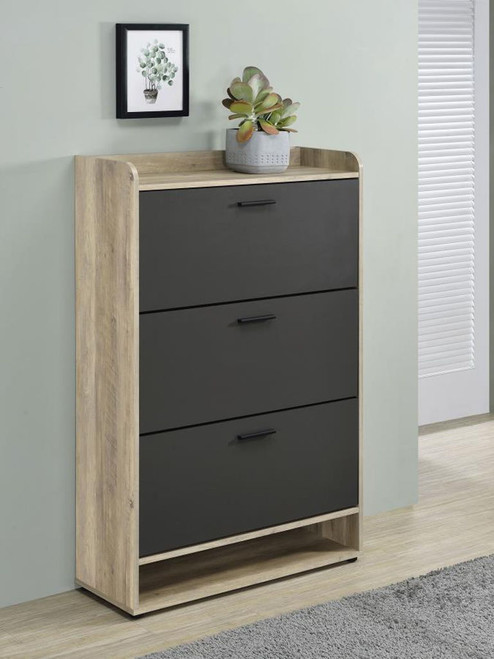Denia - 3-Tier Engineered Wood Shoe Cabinet - Gray