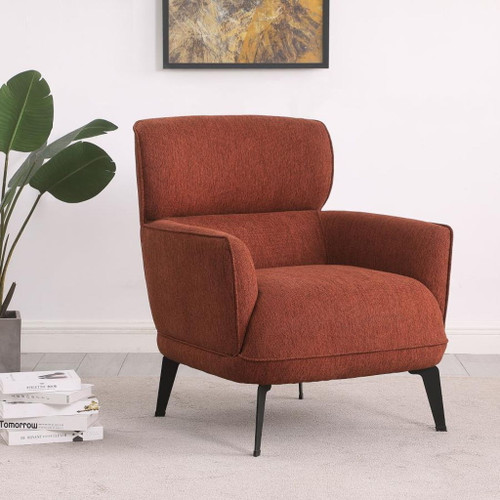Andrea - Upholstered Crecent Arm Accent Chair - Orange
