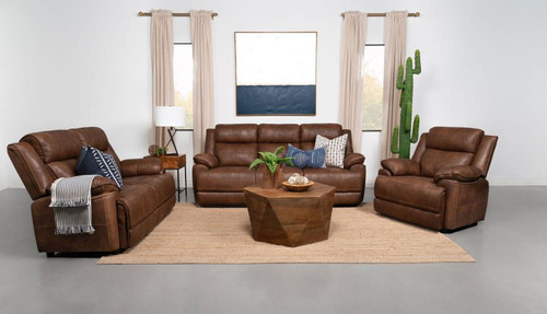 Ellington - 3 Piece Upholstered Padded Arm Sofa Set - Dark Brown