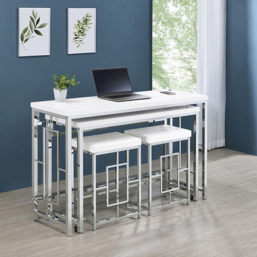 Jackson - 4 Piece Multipurpose Counter Height Table Set - White