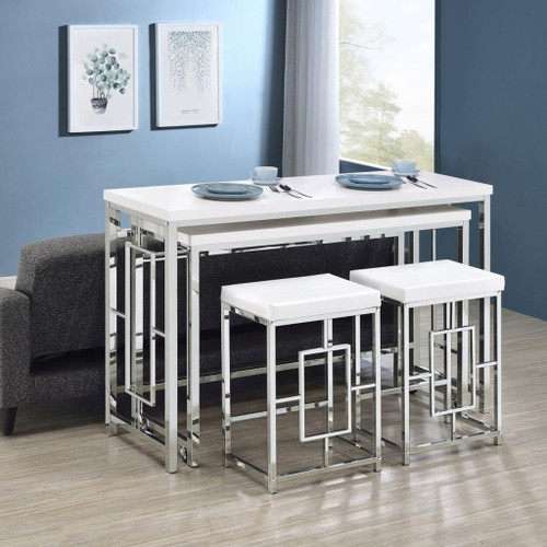 Jackson - 4 Piece Multipurpose Counter Height Table Set - White