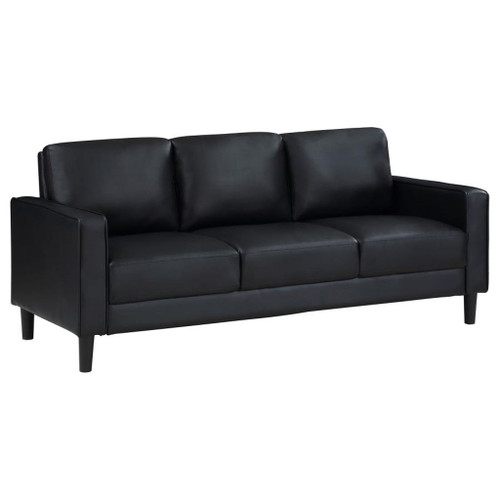 Ruth - 2 Piece Upholstered Track Arm Sofa Set - Black