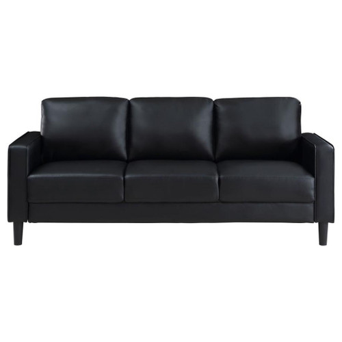 Ruth - 2 Piece Upholstered Track Arm Sofa Set - Black