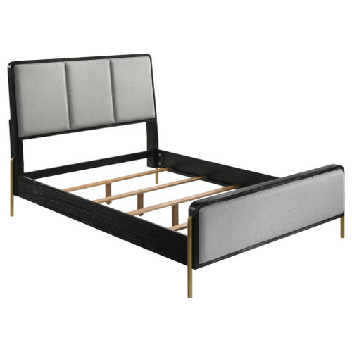 Arini - Upholstered Queen Panel Bed - Black And Gray