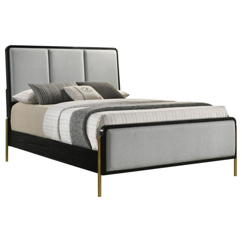 Arini - Upholstered Eastern King Panel Bed - Black And Gray