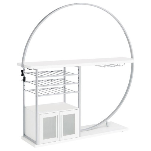 Risley - 2-Door Circular LED Home Bar Cabinet High Gloss - White