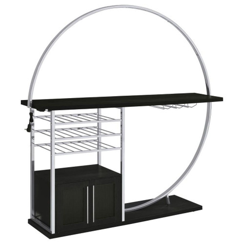 Risley - 2-Door Circular LED Home Bar Cabinet - Dark Charcoal